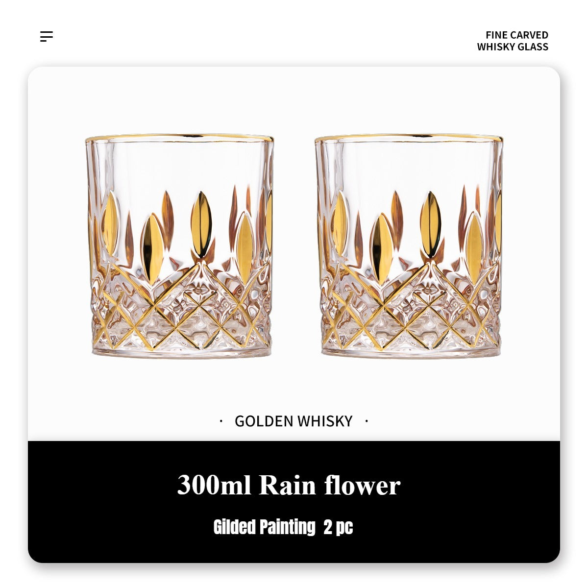 Luxury Hand-painted Whiskey Glass with Real Gold