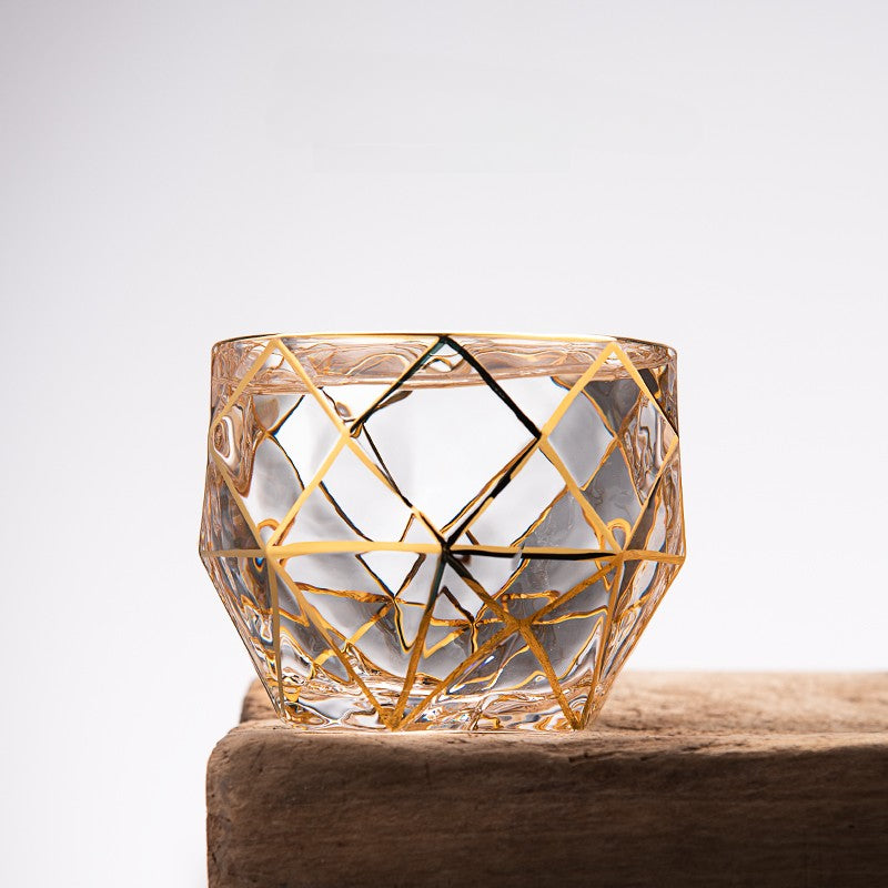 Luxury Hand-painted Whiskey Glass with Real Gold